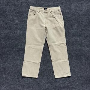 Indigo Palms Jeans Mens 35x30 Beige Classic Fit Straight Zip Fly Denim Cotton